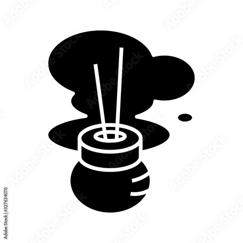 Obraz na plátně Incense stics black icon, concept illustration, vector flat symbol, glyph sign