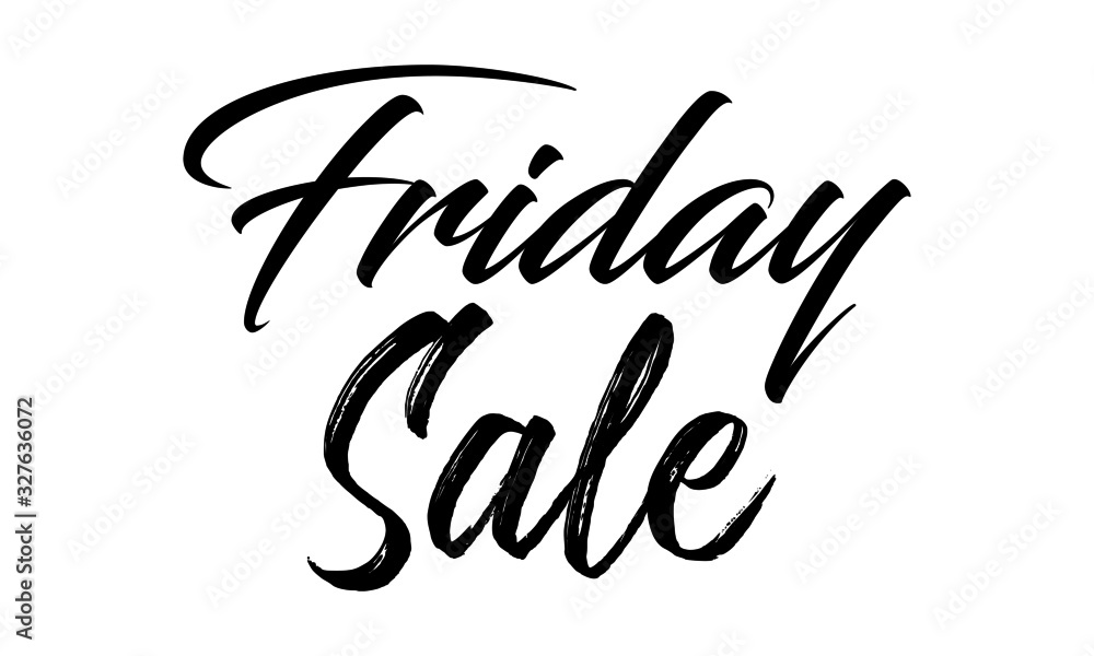 Friday Sale Postcard. Ink illustration. Modern brush calligraphy. Isolated on white background.