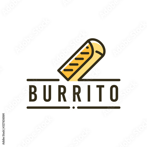 Delicious snack logo in flat line style with text