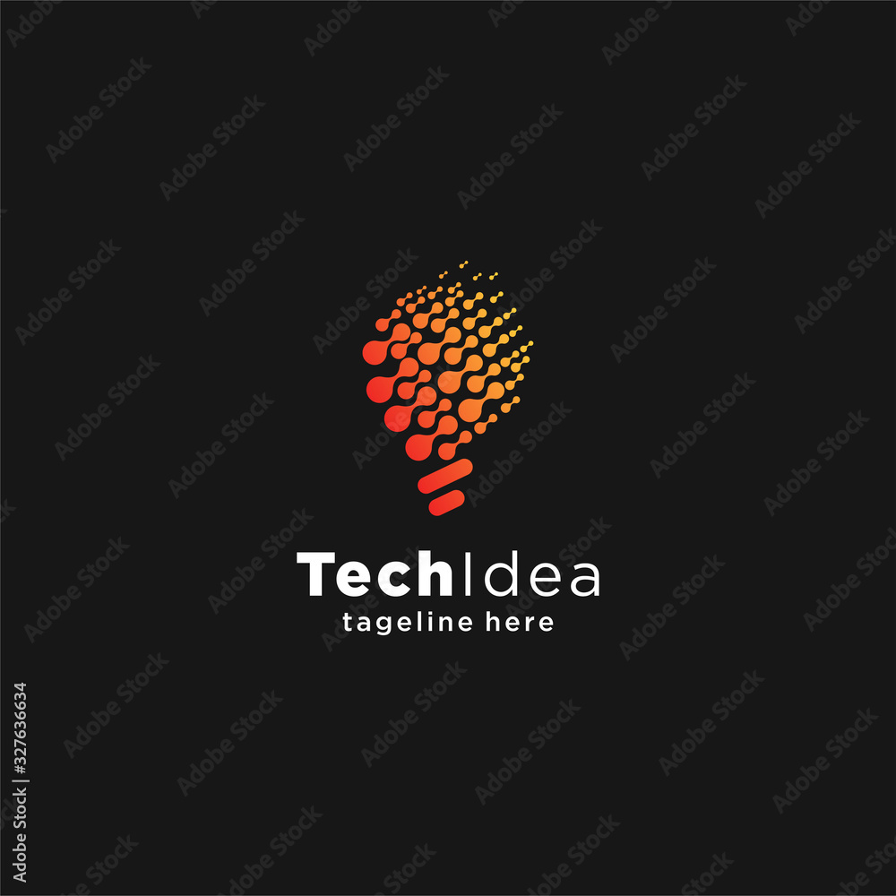 Fototapeta premium Modern Tech Bulb logo designs concept, Pixel Technology Bulb Idea logo template, Idea logo design inspiration