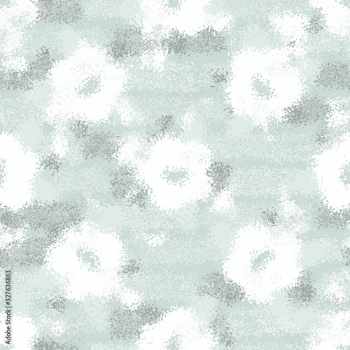  Distressed glitch abstract floral artistic texture background. Melting irregular imperfect glowing flower seamless pattern. Funky green distorted all over print. Wonky trendy modern fashion swatch