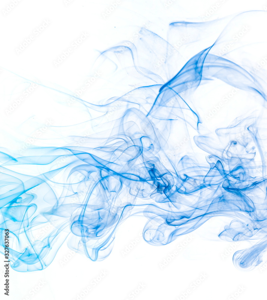 Obraz premium Blue smoke on white background