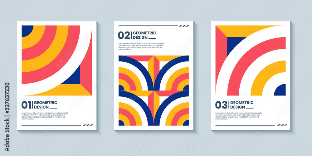 Modern abstract bright poster covers set, minimal geometric covers design. Colorful geometric background Modern abstract bright poster covers set, minimal geometric covers design. Colorful geometric background