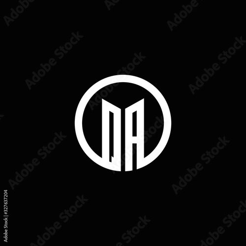QA monogram logo isolated with a rotating circle