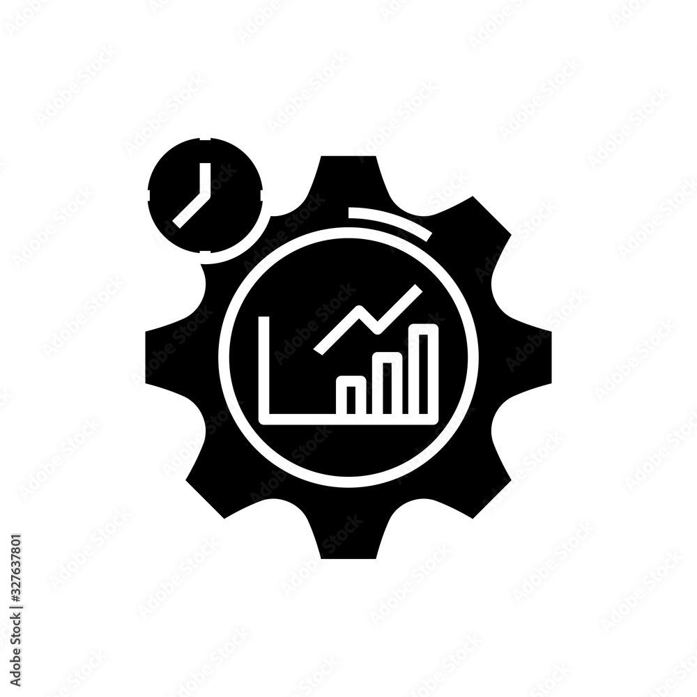 Increasing chart black icon, concept illustration, vector flat symbol, glyph sign.
