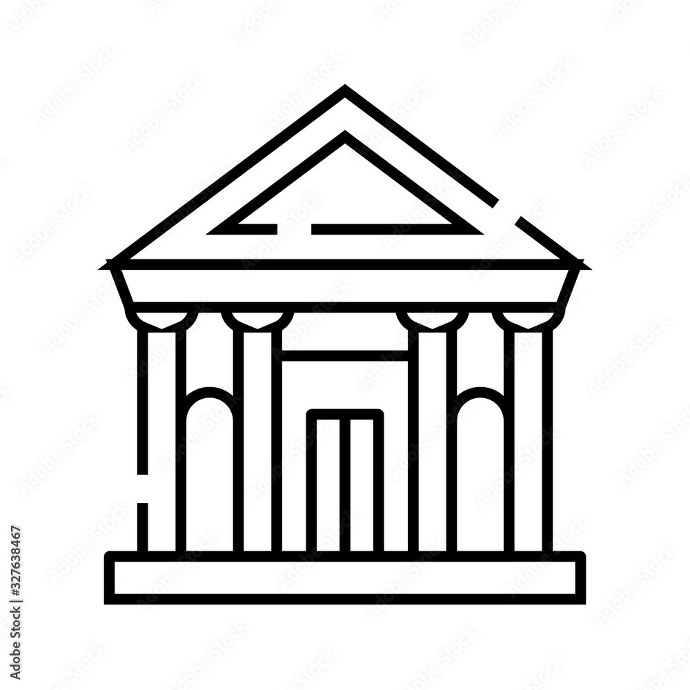 Stock exchange building line icon, concept sign, outline vector illustration, linear symbol. Stock exchange building line icon, concept sign, outline vector illustration, linear symbol.