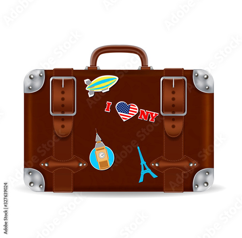 Realistic Detailed 3d Vintage Travel Bag. Vector