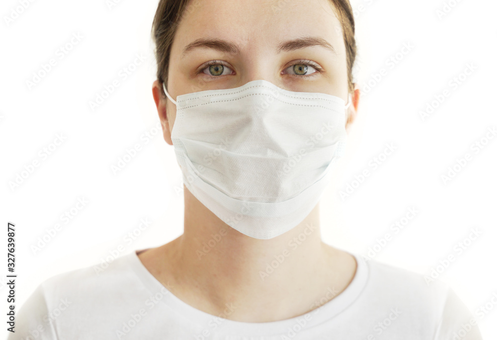 Young Woman in Face Mask. Coronavirus COVID-19. Young Woman in Face Mask. Coronavirus COVID-19.
