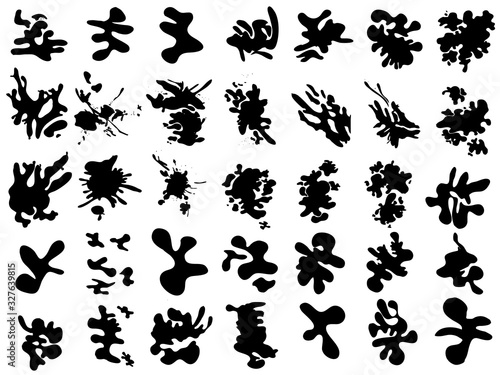 Naklejka Ink splash collection.Set of black ink blots.