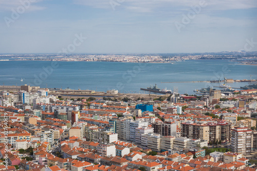 Aerial view of Almada municipality near Lisbon, Portugal