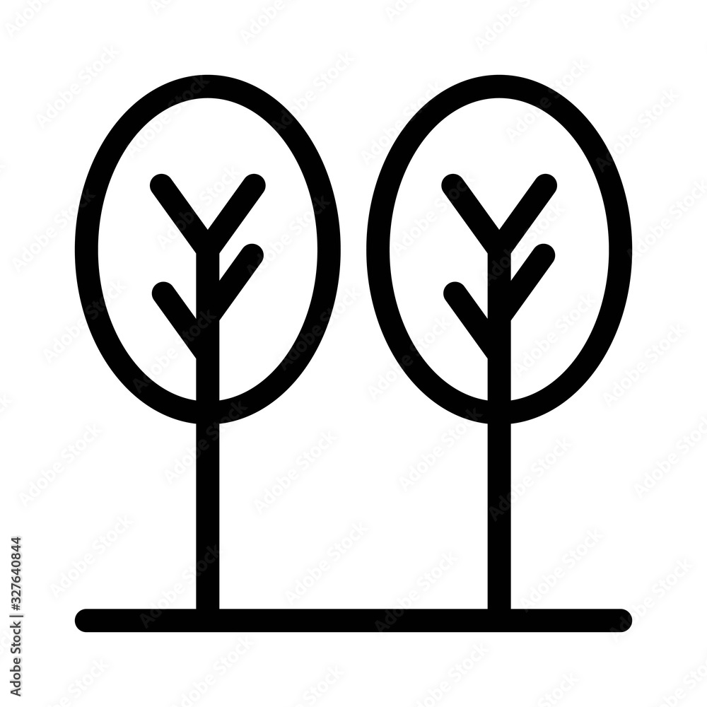 Simple generic tree icon in line style. Shrub tree sign. Simple generic tree icon in line style. Shrub tree sign.