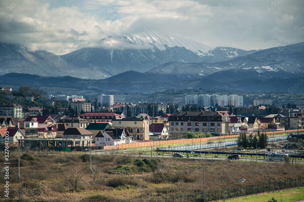 Fototapeta premium view of the coast and mountains