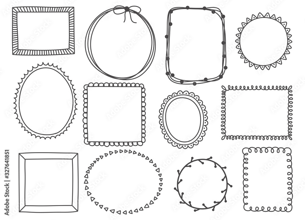 Hand drawn set of cute doodle frame. Vector illustration. Hand drawn set of cute doodle frame. Vector illustration.