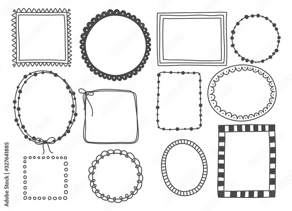 Hand drawn set of cute doodle frame. Vector illustration. Hand drawn set of cute doodle frame. Vector illustration.