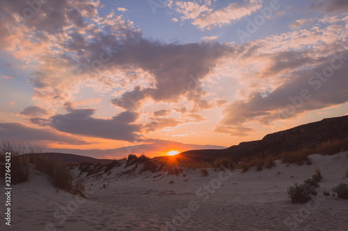 Romantic Sunset Beach shot at Elafonhsos Island  Greece.