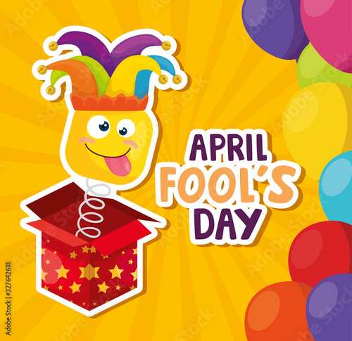 april fools day with surprise box vector illustration design