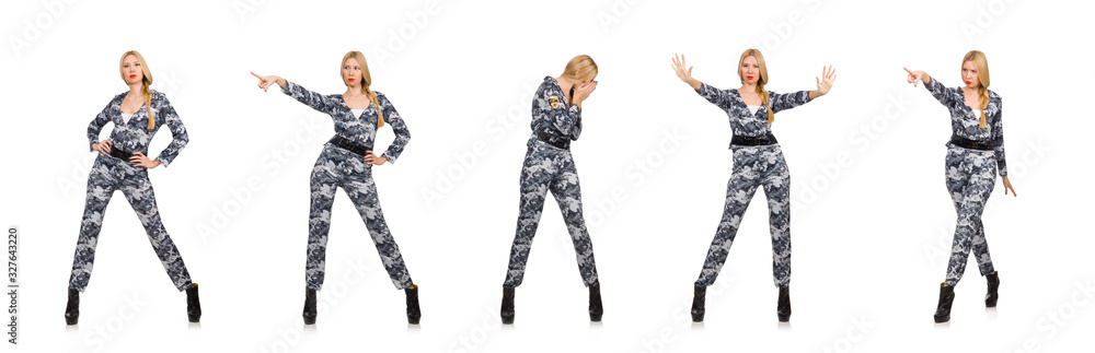 Woman soldier isolated on white Woman soldier isolated on white
