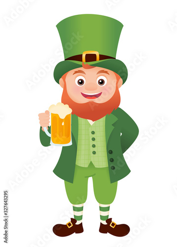 Leprechaun with beer, Saint Patrick day vector character