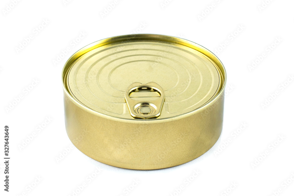 gold round tin can on white background isolated gold round tin can on white background isolated