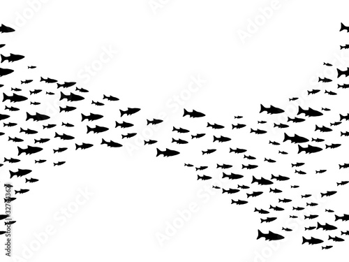 Black school of fish swimming vector illustration