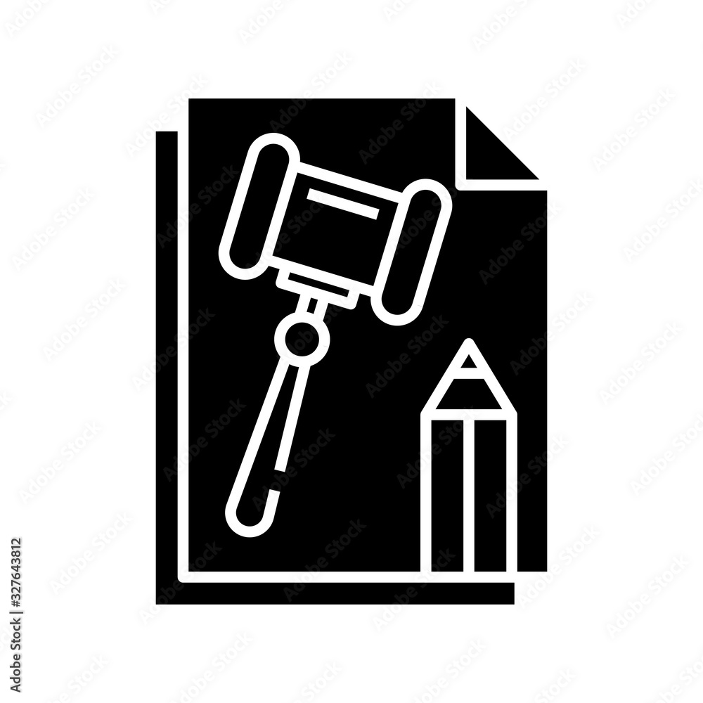 Judge solution black icon, concept illustration, vector flat symbol, glyph sign. Judge solution black icon, concept illustration, vector flat symbol, glyph sign.