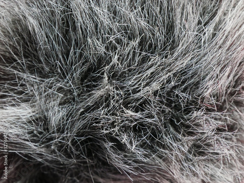 synthetic fluffy windproof. Close up.