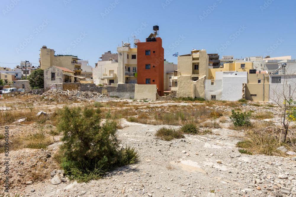 Residential areas outside the tourist destinations. Heraklion. Crete. Greece.