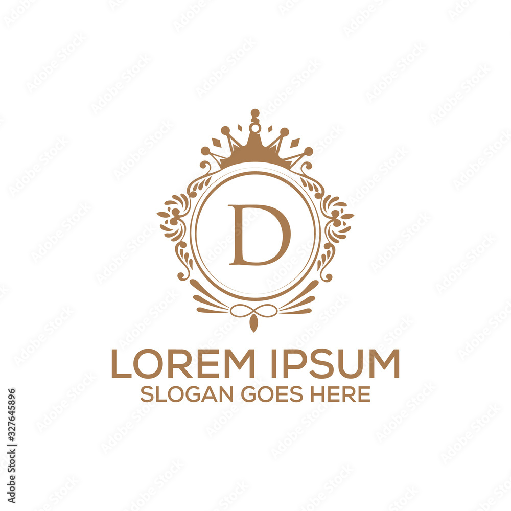 Naklejka premium Decorative luxury D letter logo design template vector eps 