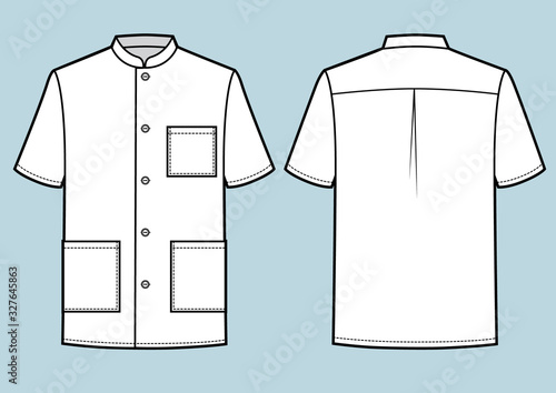 Medical doctor working shirt. Fashion sketch illustration