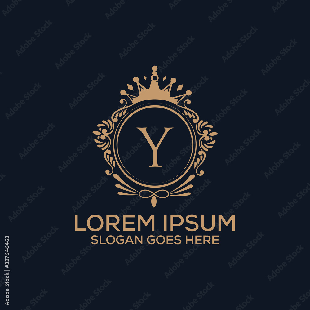 Decorative luxury Y letter logo design template vector eps 