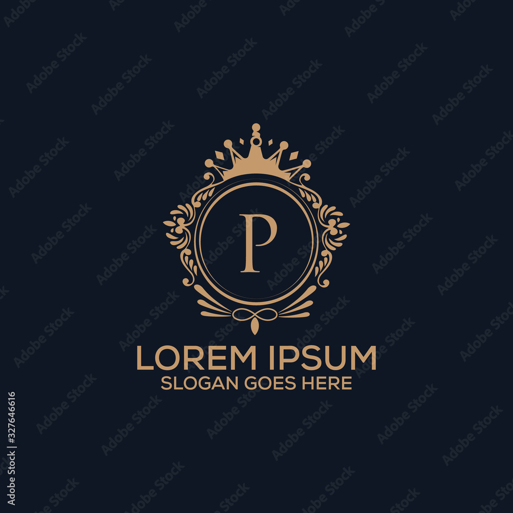 Decorative luxury P letter logo design template vector eps Decorative luxury P letter logo design template vector eps