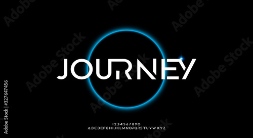 Journey, an abstract technology science alphabet font. digital space typography vector illustration design