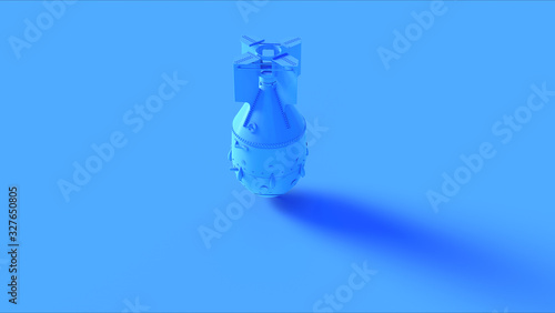 Blue Large Atomic Bomb Neutron Bomb Thermonuclear Weapon 3d illustration 3d rendering	
