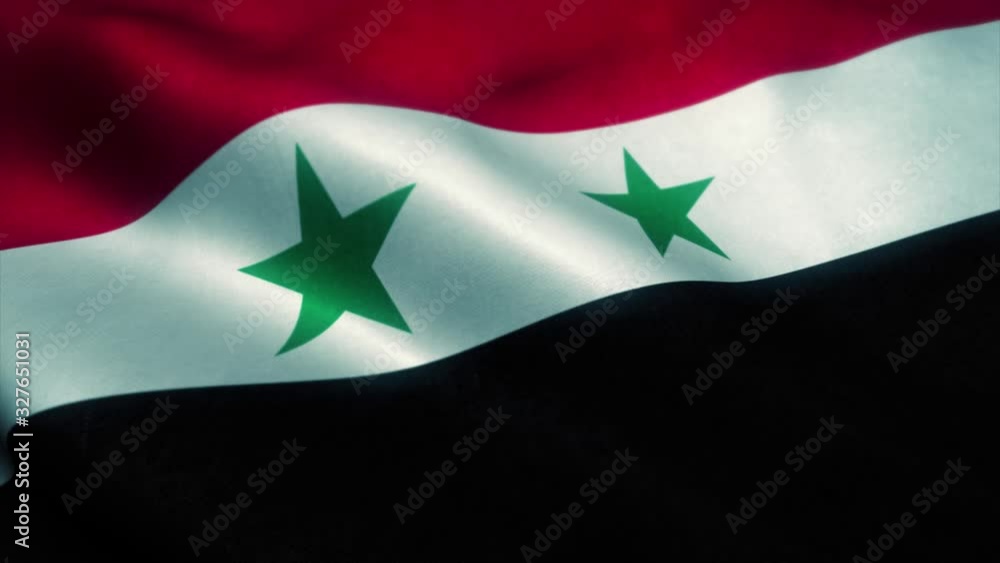 Syrian Arab Republic flag waving in the wind. National flag of Syria. Sign of Syrian Arab Republic seamless loop animation. 4K Syrian Arab Republic flag waving in the wind. National flag of Syria. Sign of Syrian Arab Republic seamless loop animation. 4K