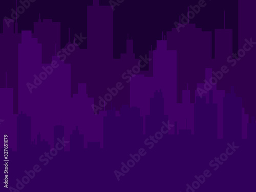 Silhouette of the night city, cityscape. Modern city with skyscrapers. Vector illustration