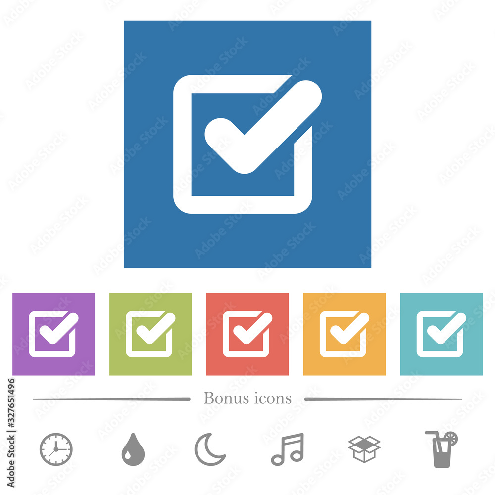 Checked box flat white icons in square backgrounds Checked box flat white icons in square backgrounds