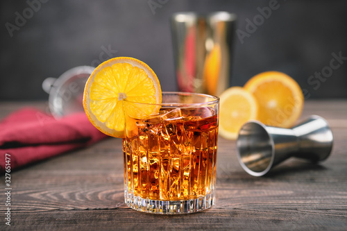 Cocktail with brandy and orange bitter photo