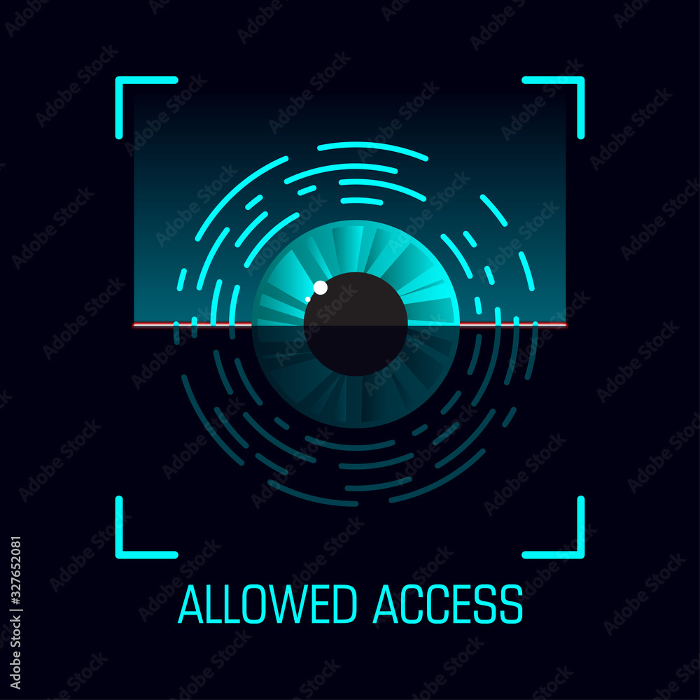 Retinal scan. Allowed Access concept. Retinal scan. Allowed Access concept.