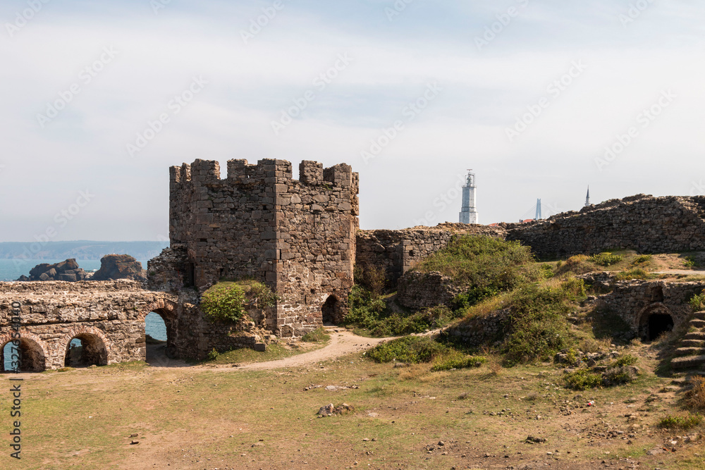 Cloudy Skies, Rumeli Lighthouse Castle ( Turkish Rumeli Feneri Kalesi ) 05 AUGUST 2019, ISTANBUL, TURKEY