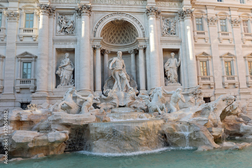fountain of TREVI in Rome in Italy without people and statues