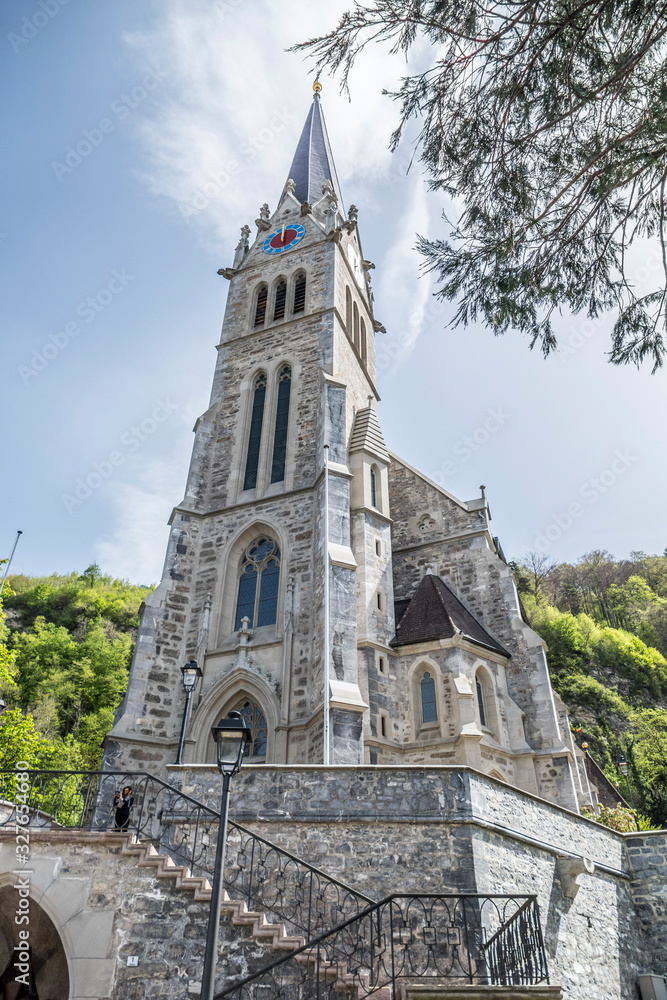 Obraz premium Neo-gothic chuech of St. Florin Cathedral in Vaduz