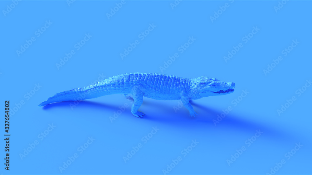 Blue Walking Crocodile Quarter Left View 3d illustration 3d render Blue Walking Crocodile Quarter Left View 3d illustration 3d render