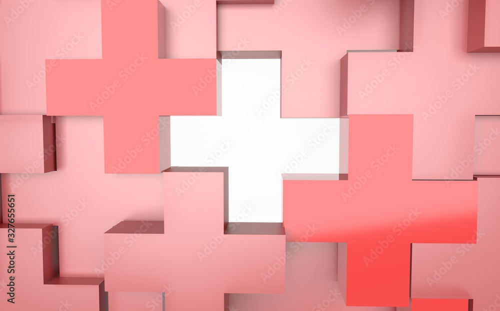 Medical image. Crosses are red. White background. 3D-rendering Medical image. Crosses are red. White background. 3D-rendering