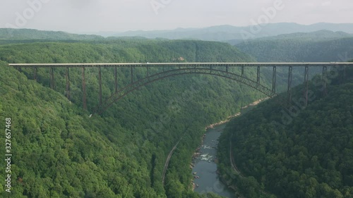 New River Gorge National River, West Virginia.  Shot from helicopter with Cineflex gimbal and RED 8K camera.