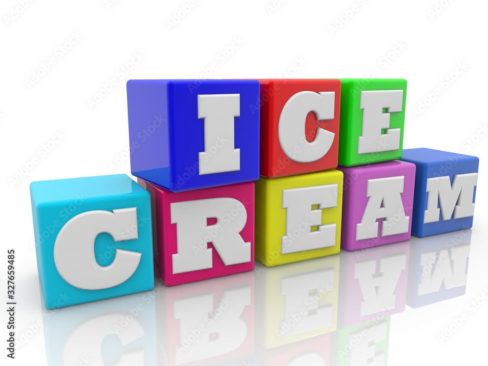 ICE CREAM concept of colorful toy blocks ICE CREAM concept of colorful toy blocks