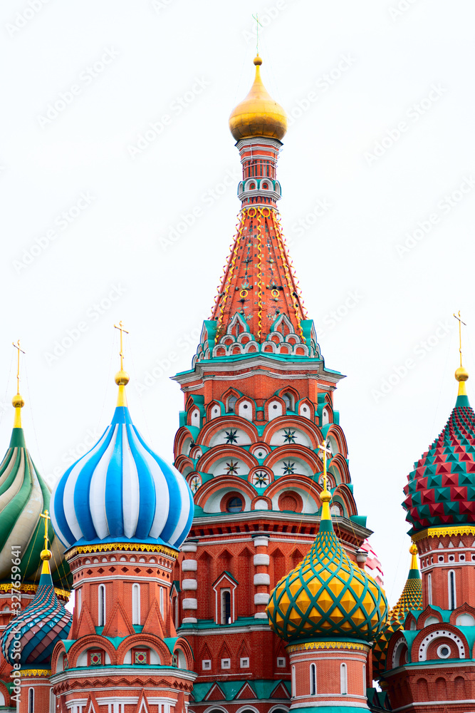Cathedral of Vasily the Blessed. St. Basil's Cathedral. Orthodox church on Red Square in Moscow. Russia. Monument of Russian architecture.