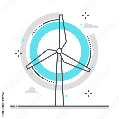 Wind mill related color line vector icon, illustration