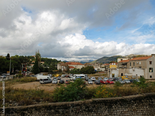 Dubrovnik, Croatia, Views of the car parking in cloudy weather. © dillybons