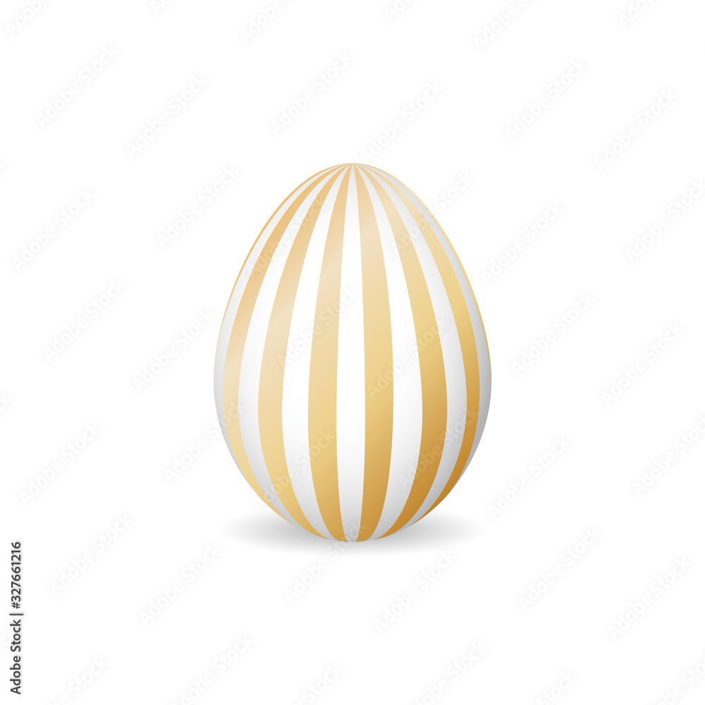 Isolated modern easter egg with geometric golden ornament on a white background 3.