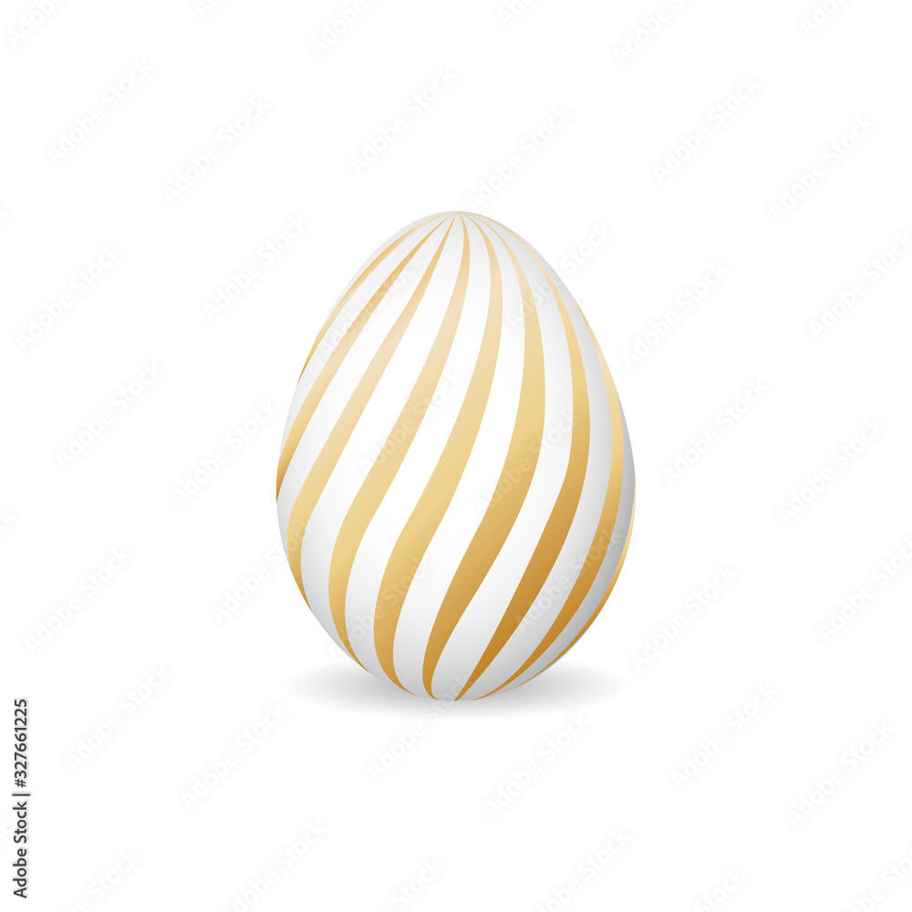 Isolated modern easter egg with geometric golden ornament on a white background 4.